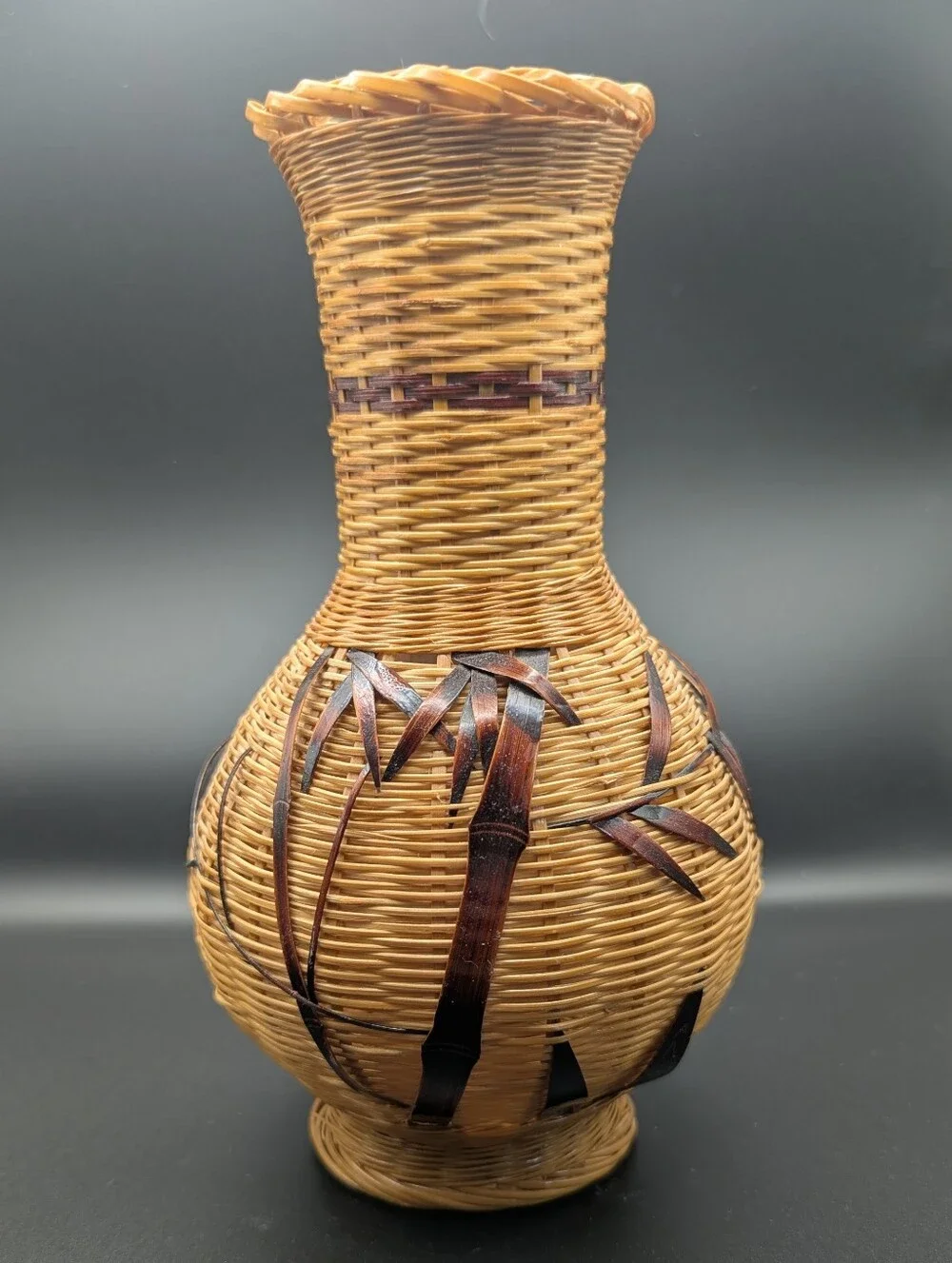 Woven Bamboo Vase with Porcelain Insert